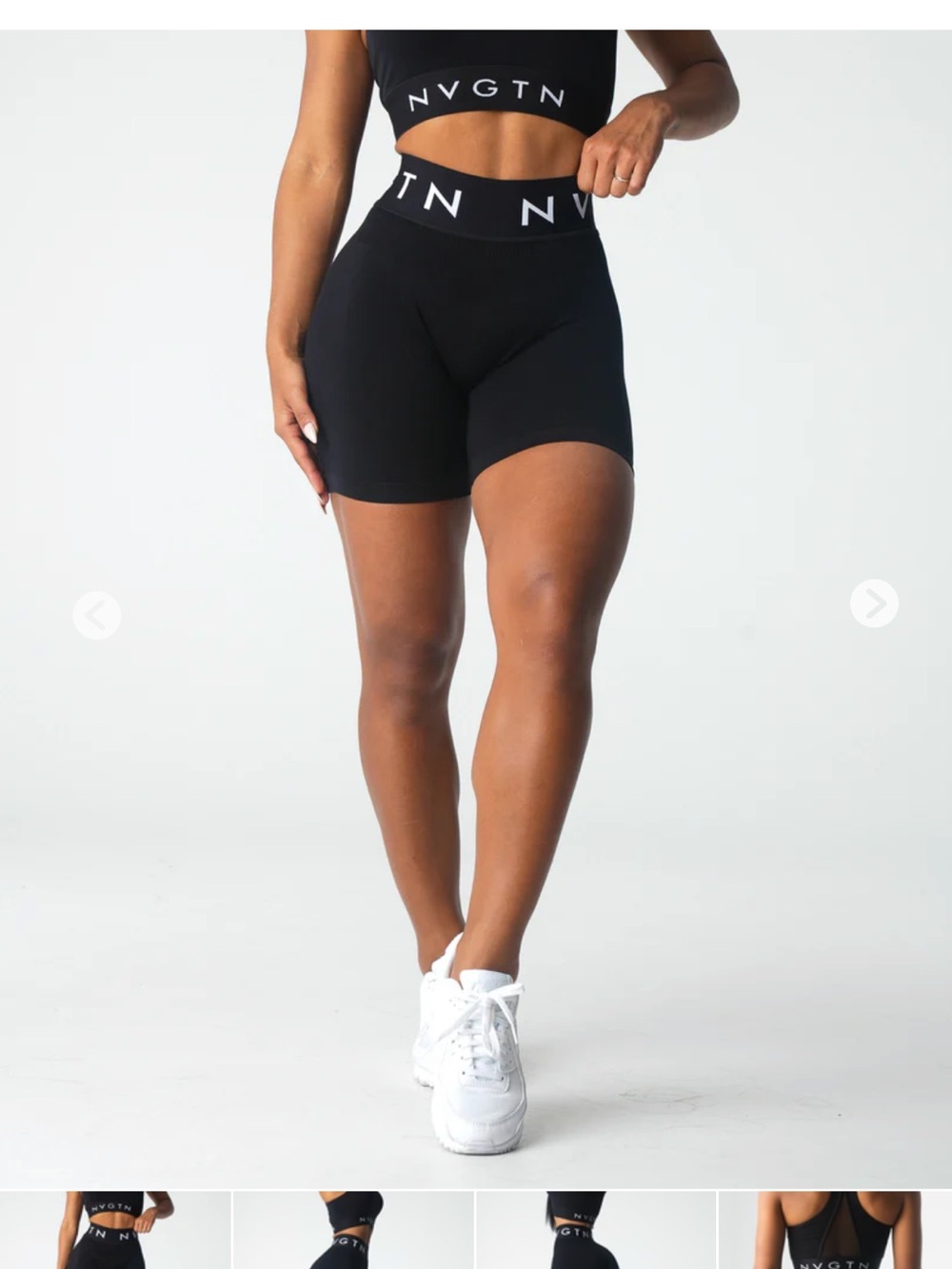 NVGTN Women's Black Bike Shorts with Logo Waistband